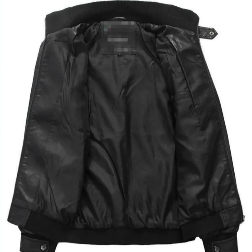 

Trendy Youth Motorcycle Leather Coat with Standing Collar Korean Slim Fit Seasonal Jacket​