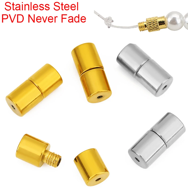 2pcs PVD Never Fade Stainless Steel Screw Clasps Necklace Hooks End Connectors Spiral Clasps For Bracelets Jewelry Accessories #1