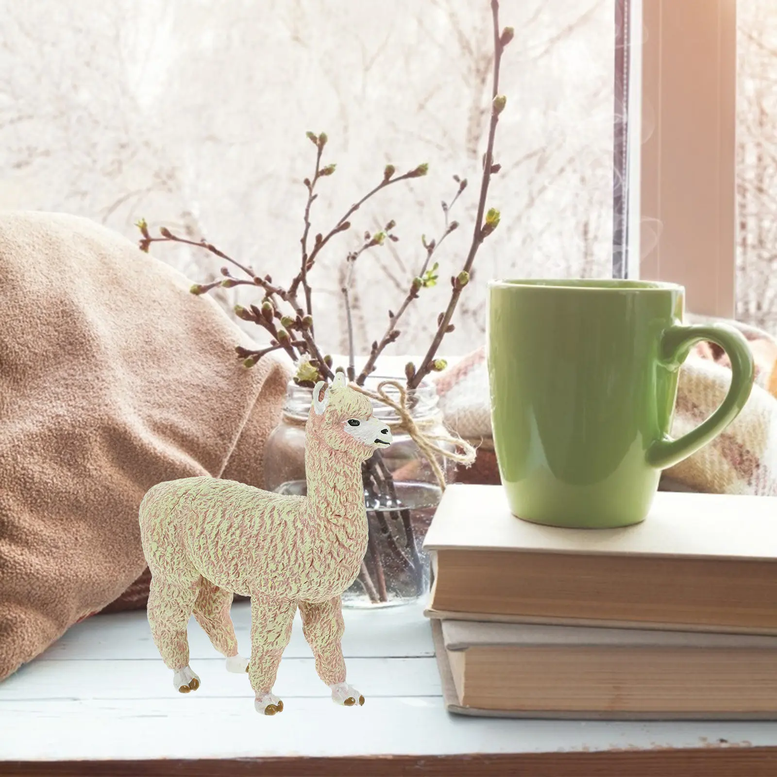 

Realistic Alpaca Decoration Plastic Wildlife Animal Ornament for Kids Room Nursery Home Desk Decor Educational Cognitive