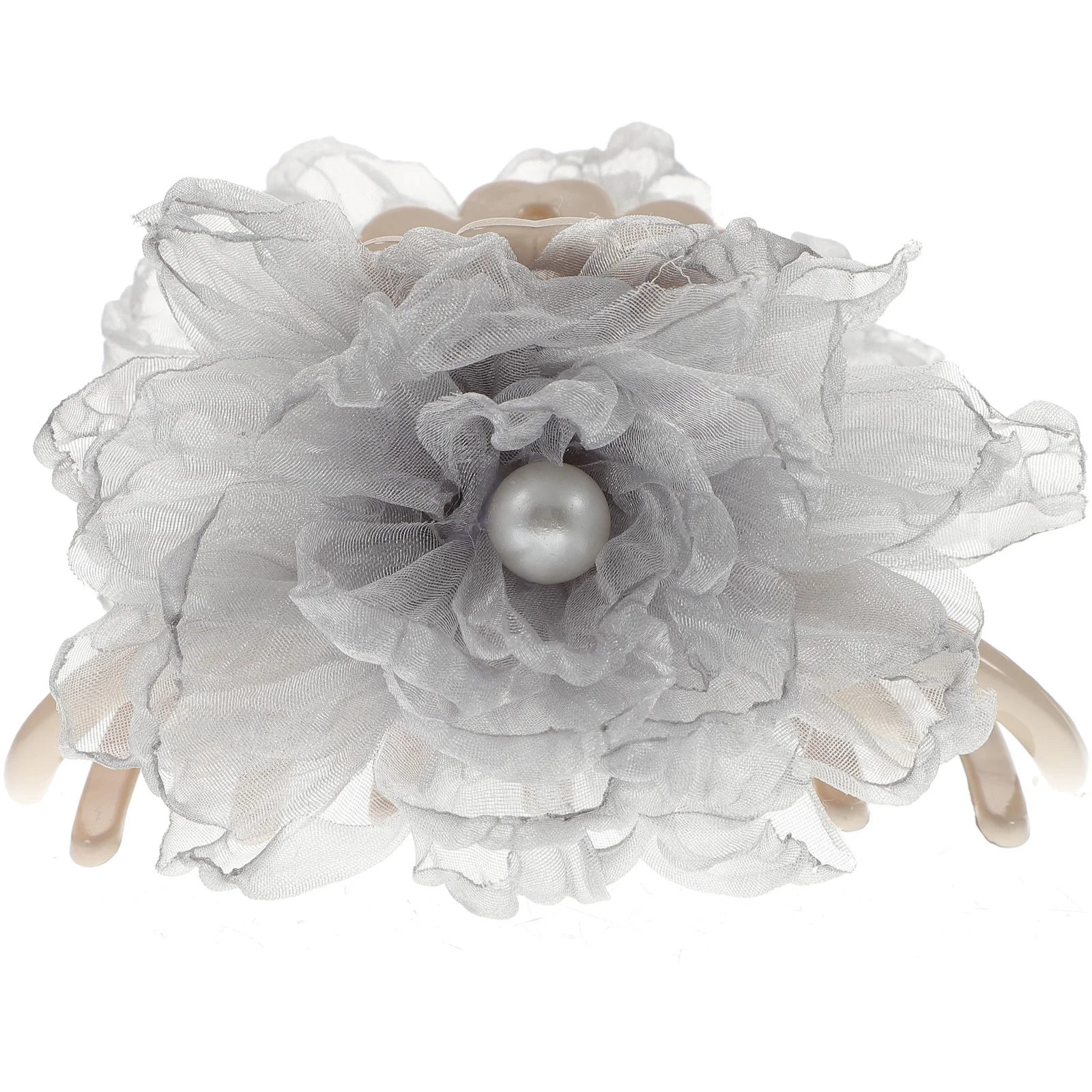 

Smoke Gray Hair Claw Clip Mesh Yarn Flower Decorative Jaw Clip Women Hair Accessories Vintage Style for Daily Work Banquet