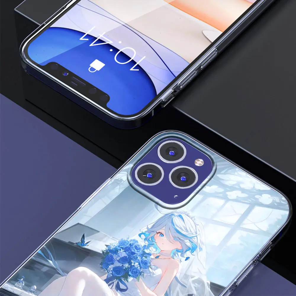 Focalors Genshin Impact Furina Case for Apple iPhone 11 13 Mini 14 15 12 Pro Max 7 8 Plus XR X XS Clear Silicone Phone Cover