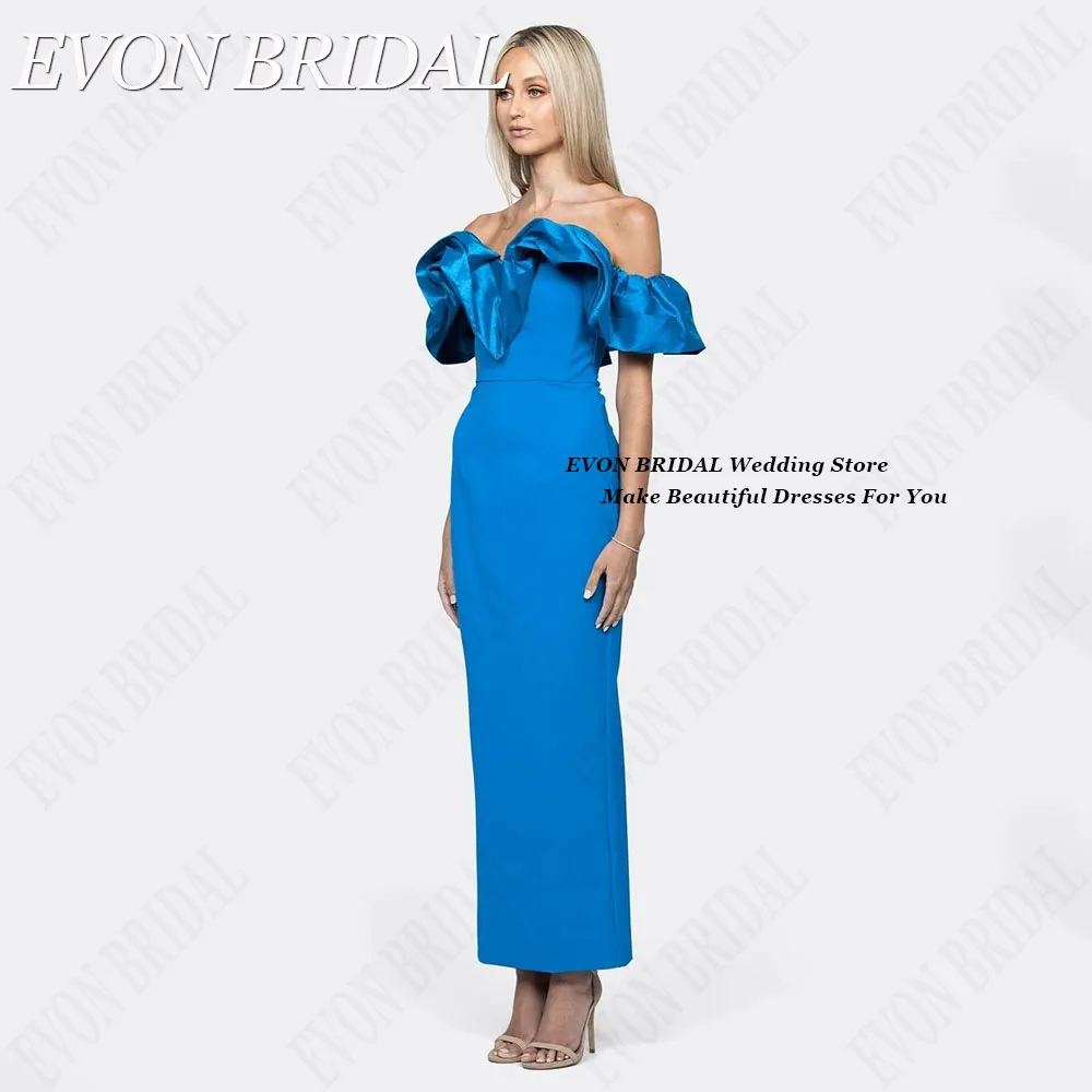 EVON-vestido De noche De satén con hombros descubiertos para Mujer, traje De sirena, Color De contraste, elegante, Formal, para FiestasVestido de noche de satén de sirena evon Bridal chaleco de contraste de pies elegan