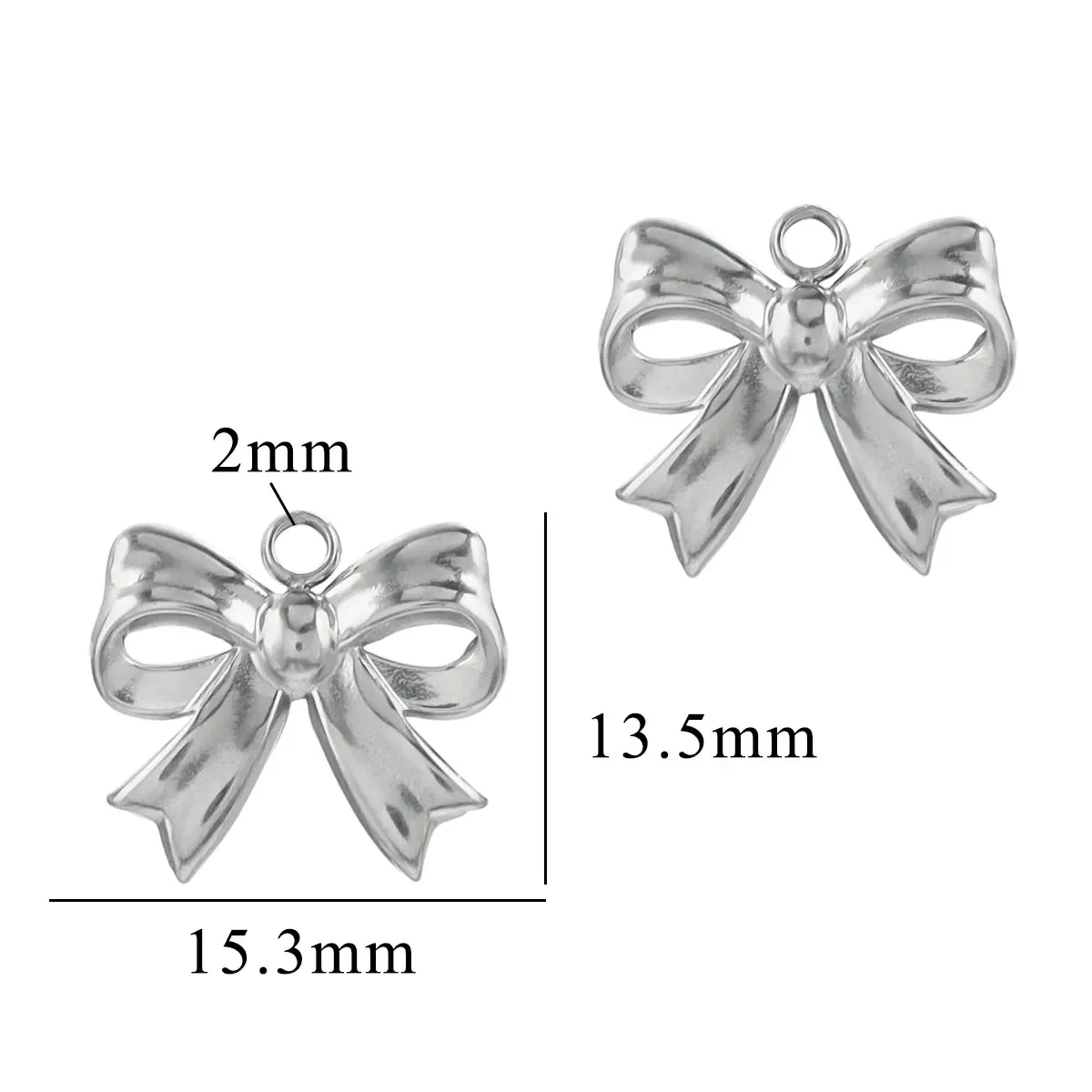 5pcs Stainless Steel Bow Waterproof Gold Charm