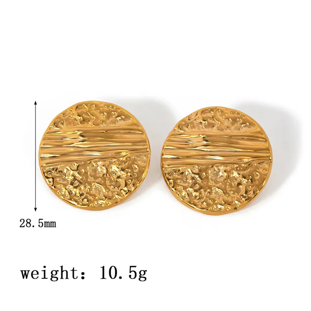 Gold Color Round Stud Earring Trendy Women\'s Earrings Retro 316L Stainless Steel Earrings Fashion Party Jewelry Accessories