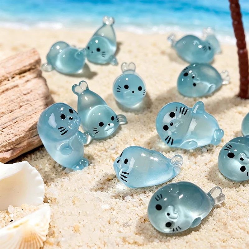 10/20 Pcs Glow in The Dark Mini Seal Figurines, Resin Sea Animals Miniatures, 4 Styles for DIY Craft Home Decoration Supplies