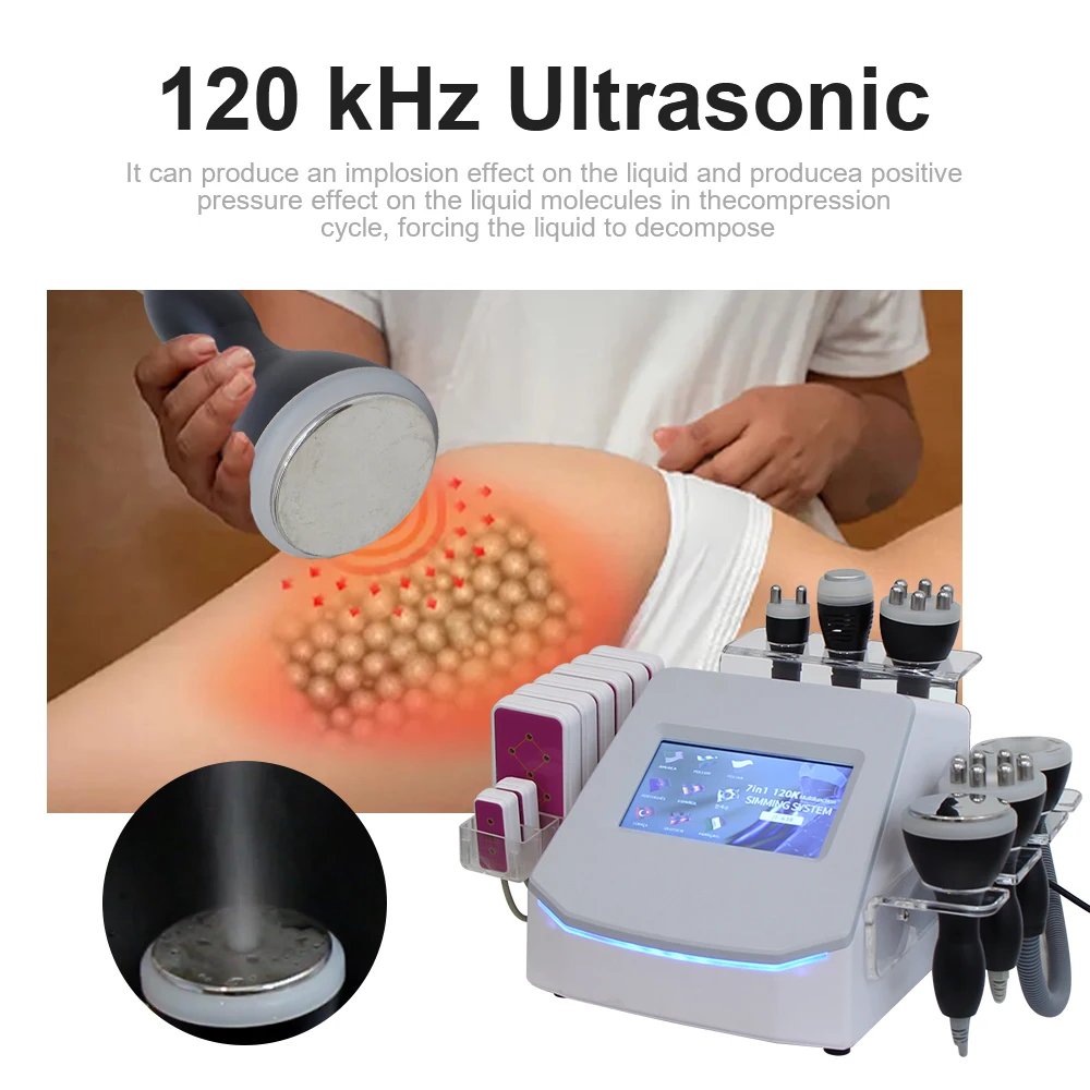 YUET WIN 120K Ultrasonic Cavitation Machine Vacuum Radio Frequency Facial Lifting Cellulite Massage Laser Slimming Beauty Device