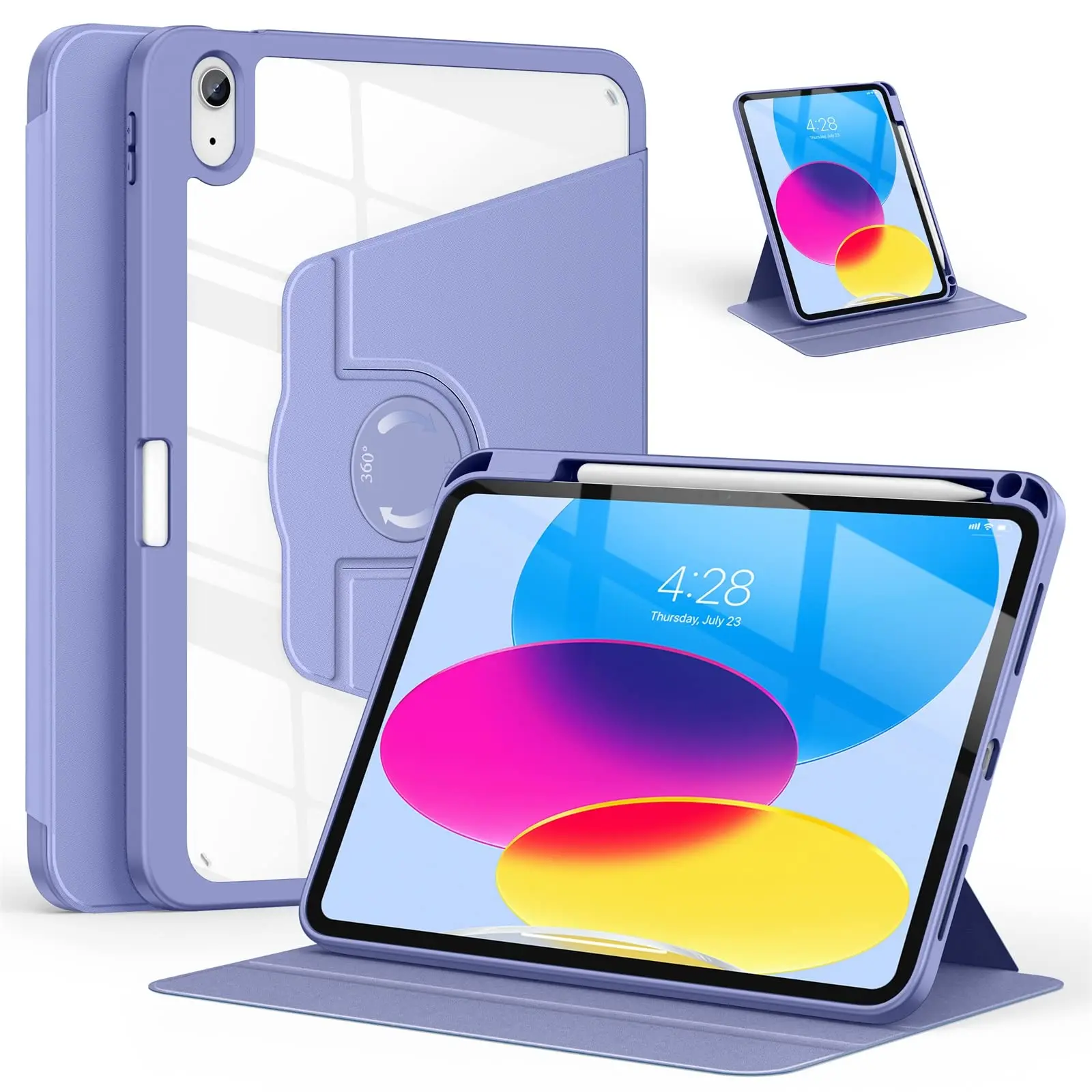 Acrylic Case for iPad 10th Generation 10.9 inch Air 5 Pro 11 2022 360 Rotable Case with Clear Transparent Back Cover Pencil Slot