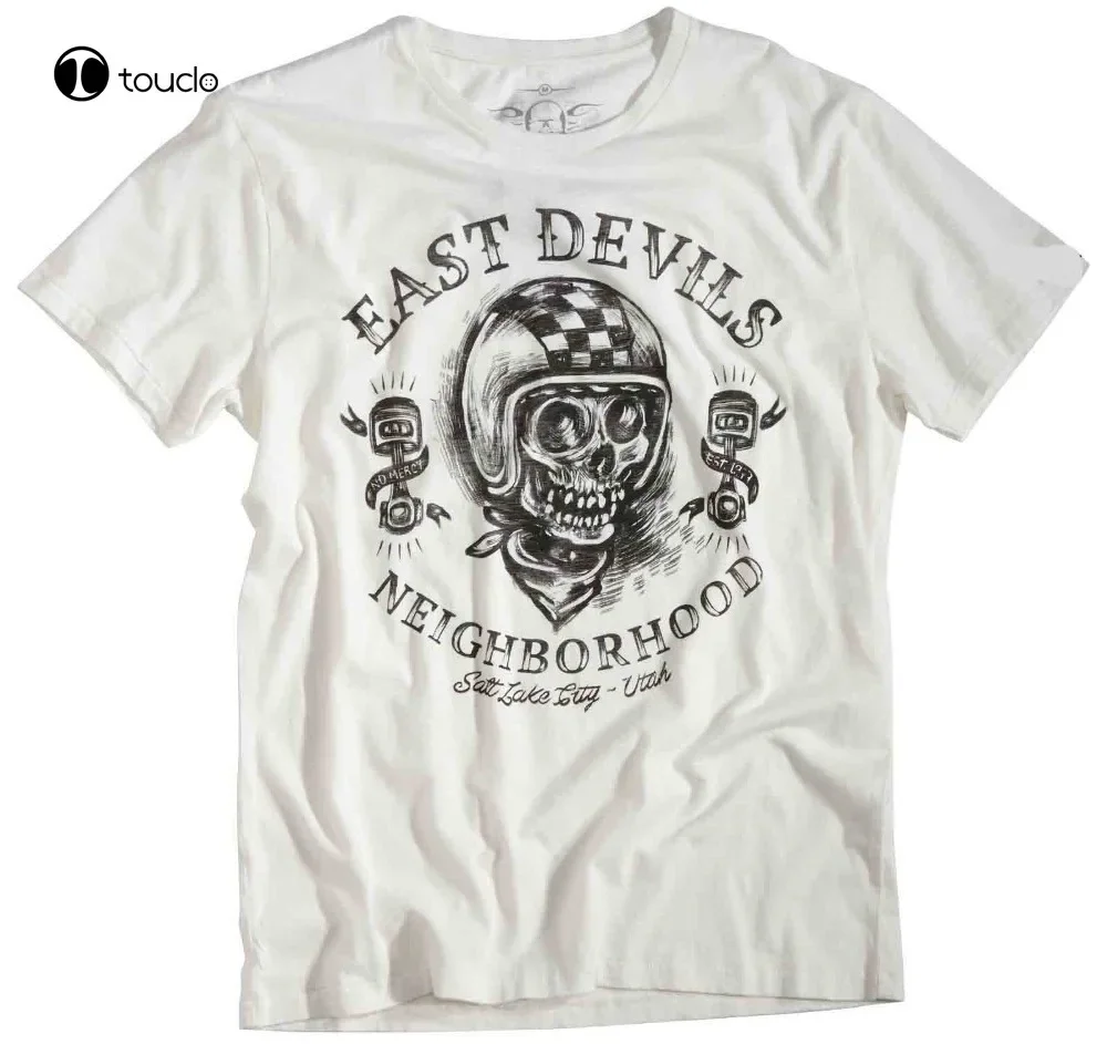 Summer Short Sleeve Rokker Neighborhood White Cotton Biker T Shirt East Devils Skull Motorcycle Tee Shirt Women Shirts