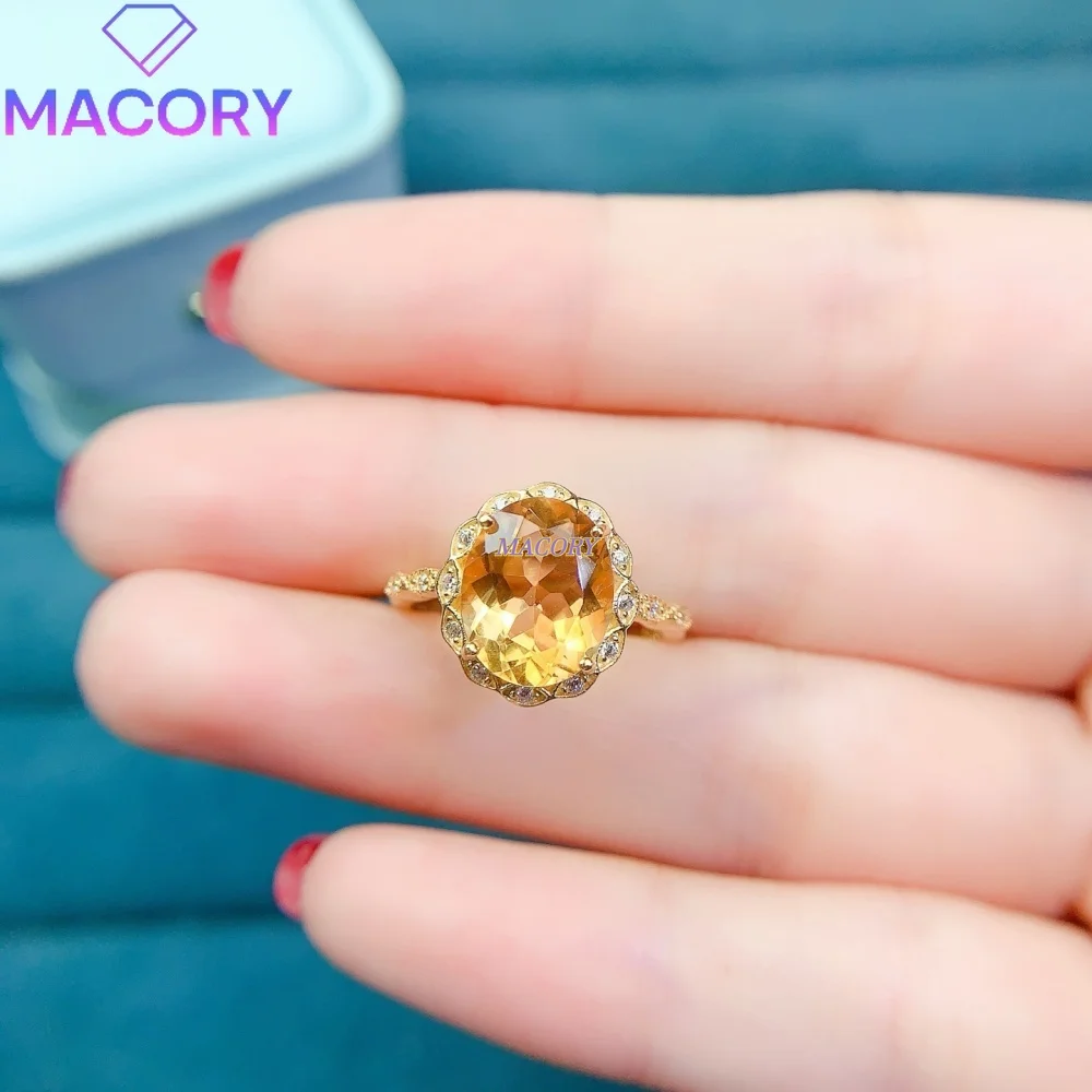Natural Citrine S925 Sterling Silver Ring Luxurious and Exquisite Design Engagement ring Valentine's Day Gift Birthday gift