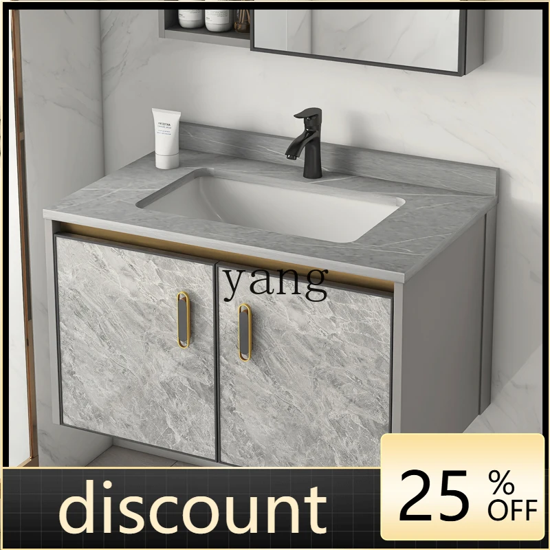 

LMM space aluminum rock slab bathroom cabinet toilet wash basin washbasin combination wall-mounted type