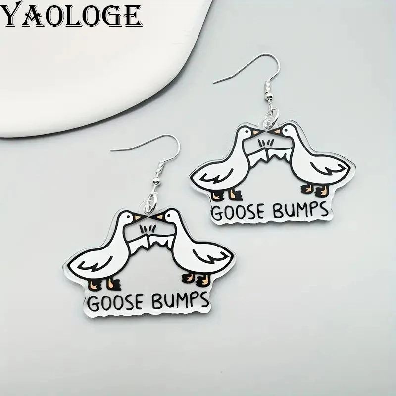 YAOLOGE 2024 New Funny Cartoon Animal Duck GOOSE BUMPS Earrings For Women Creative Leisure Eardrop Accessories Party Gifts