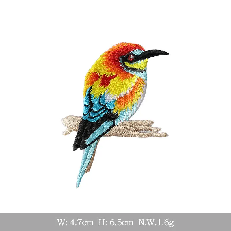1 Piece 4.7*6.5cm Stick on Embroidery Stickers Cartoon Bird Cute Animal Patch Self-Adhesive for Clothes Bag DIY Decoration