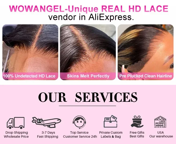 Wow Angel 34 Zoll Deep Wave Perücken 5x5 HD Lace Closure Perücken, hautnahe, kleberlose Echthaarperücken, sofort tragbar, brasilianisches Haar für Frauen – Detail 1