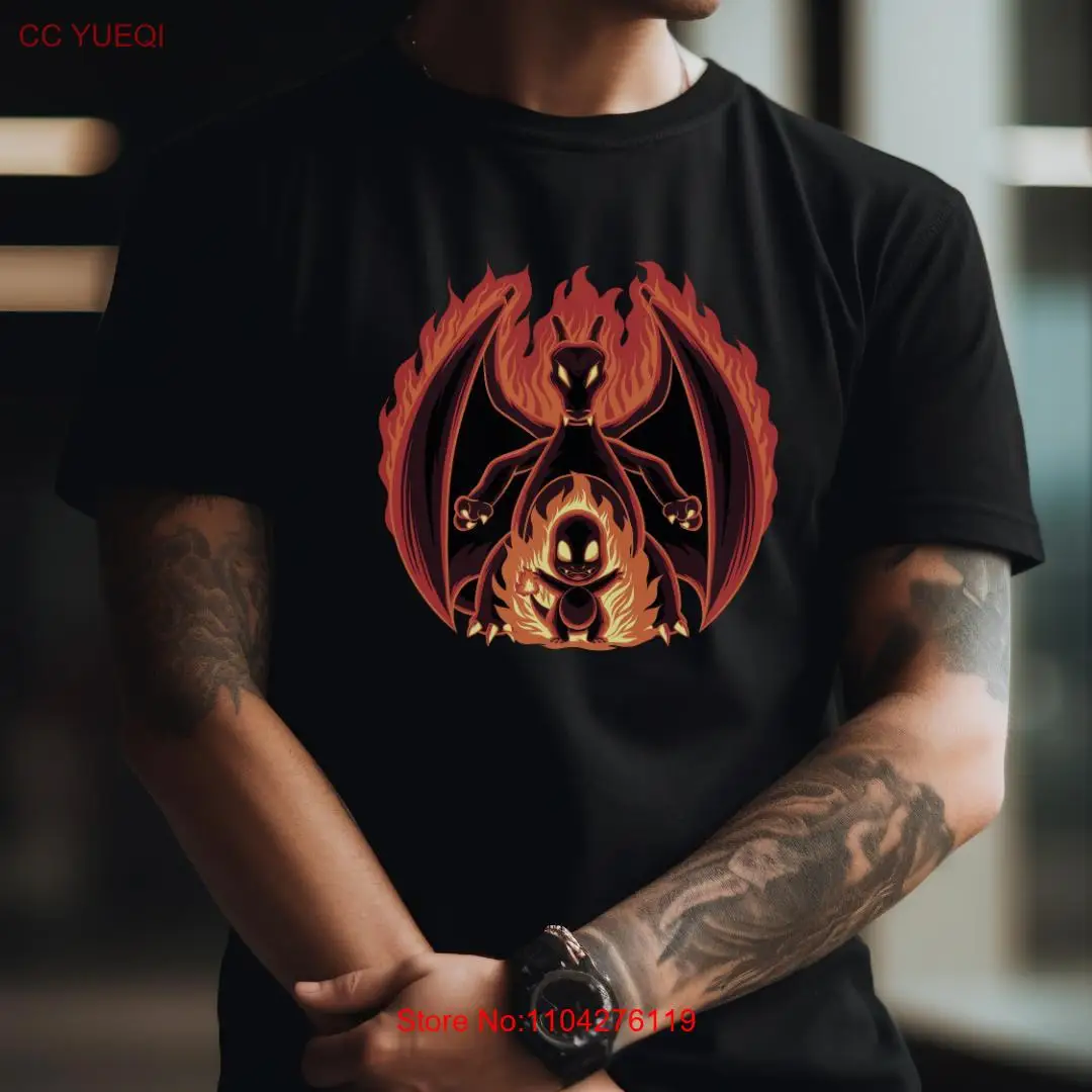 Camiseta Fire Type Shadow Fierce Flaming Dragon Design manga larga o corta