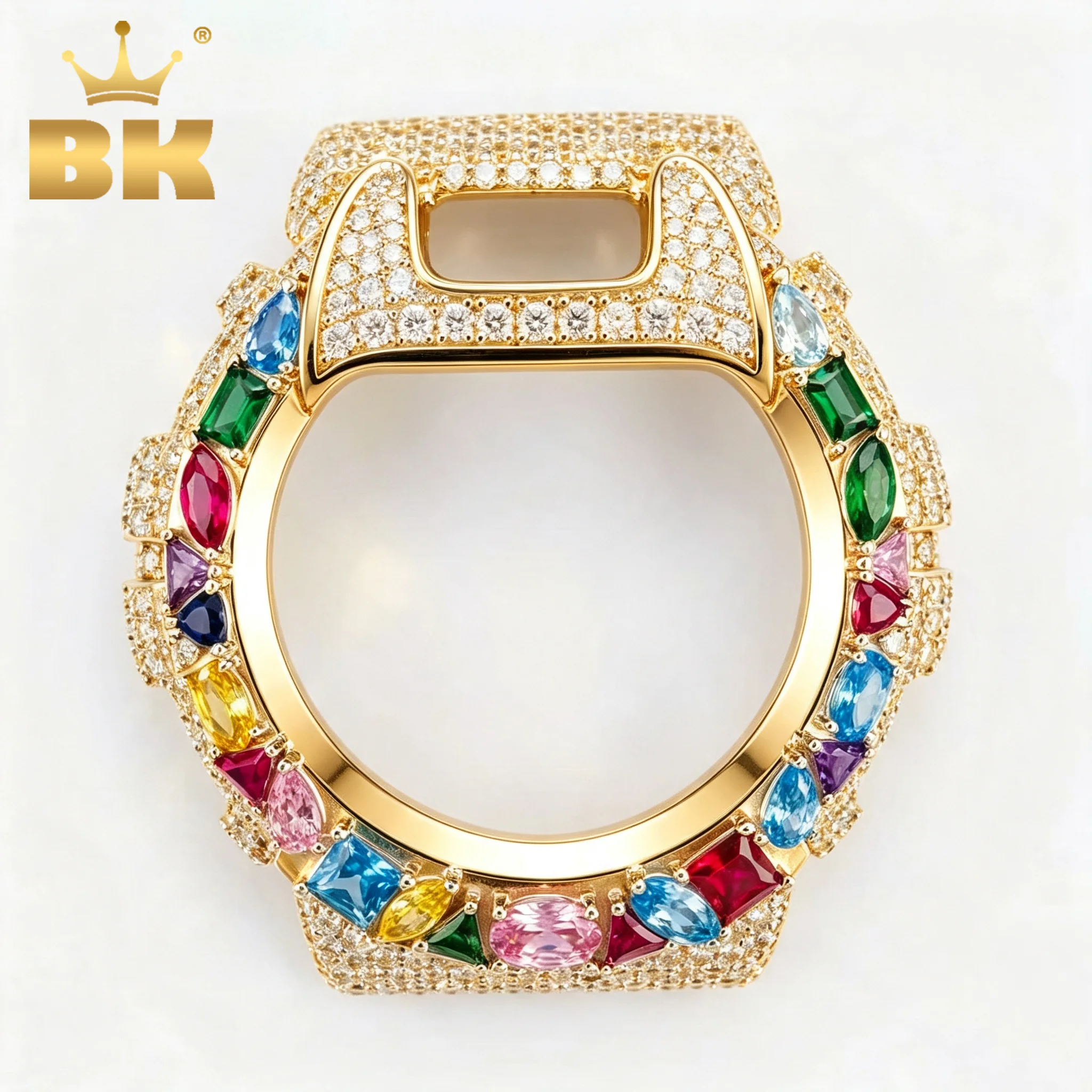THE BLING KING GRA Certified Moissanite Watch Case Rainbow Multicolor Gem For DW6900 Collection Watch Bezel Cover Replacement