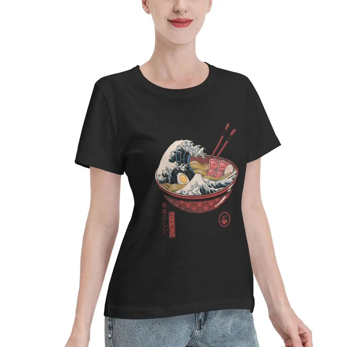 Long Lasting Great Ramen Wave Women's T-shirt Shopping Versatile Women Tee