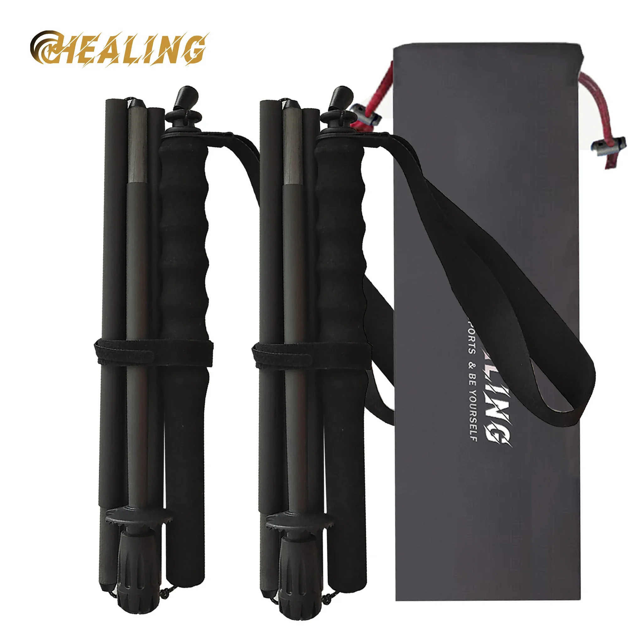 

HEALING Ultra Strong Trekking, Walking, and Hiking Poles - One Pair (2 Poles) Collapsible, Lightweight, Quick Locking, Durable