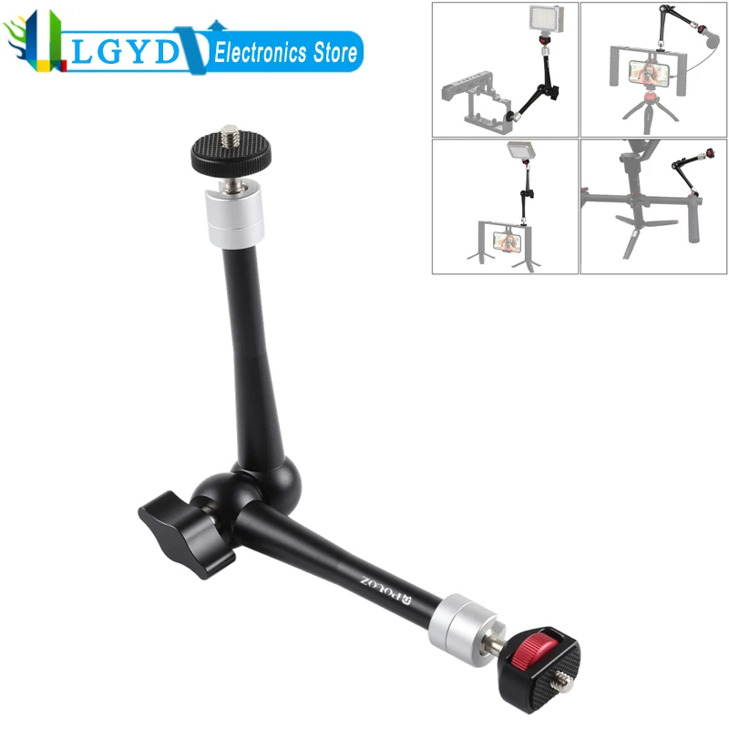 ذراع سحري احتكاك مفصلي قابل للتعديل لكاميرا الفيديو ، توسيع سبائك الألومنيوم ، قوس ضوء فلاش ، 11"
