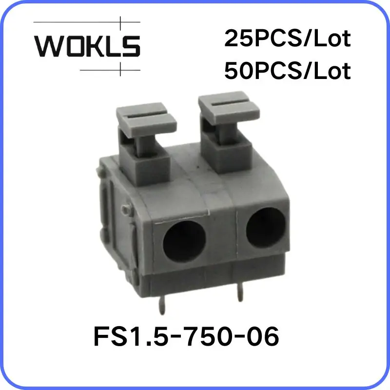 25PCS 50PCS KF235 DG235 7.5mm Pitch Push-In Spring PCB Terminal Block Screwless Quick Wire Connector 2-12P
