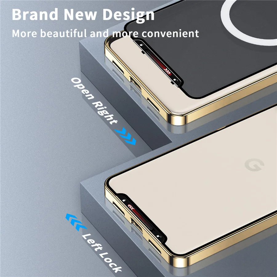 Shockproof Metal Armor Case For Google Pixel 8 7 Pro Case Magsafe Aluminum Frame Matte PC Cover Funda For Google Pixel 7 7A Case