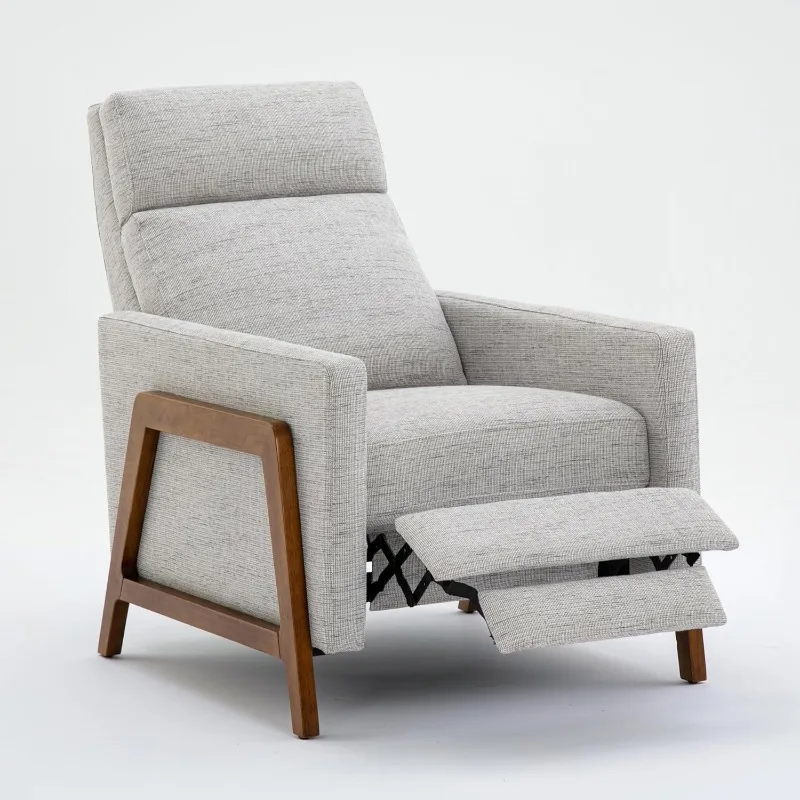 Chaise Lounge Chair Indoor Recliner Chairs for Adults Push Back Recliner in Performance Fabric, Solid Rubberwood Exposed Frame
