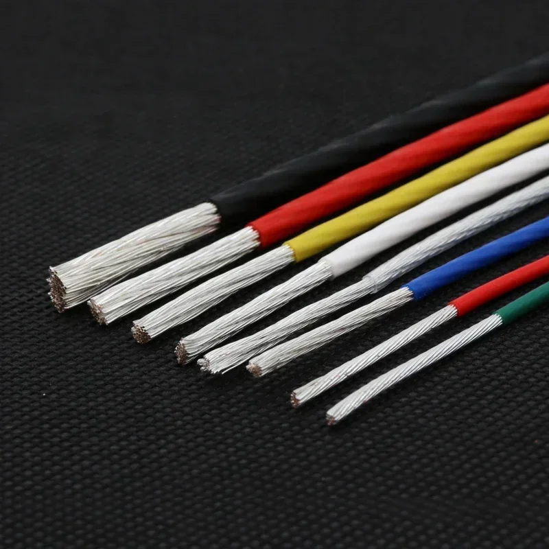 1/5M 10/11/13/14/15/18/20/22/24/26/28/30 AWG Silver Plated FEP Wire High Purity OFC Copper Cable For 3D Printer DIY
