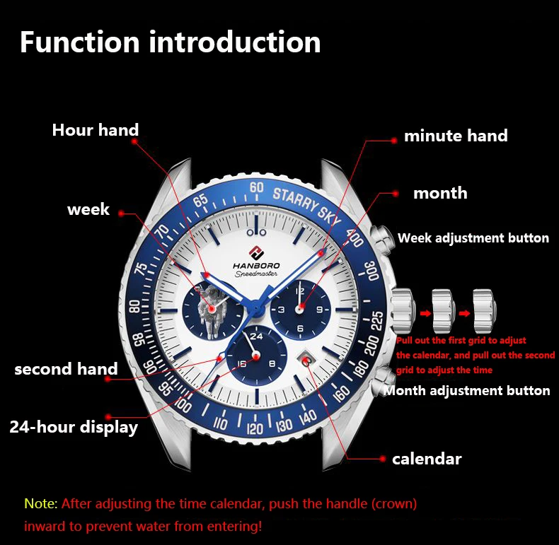 2022 New Hanboro Calendar Fully Automatic Watch Waterproof Mechanical watches for men Steel Case Business Casual man wrist watch