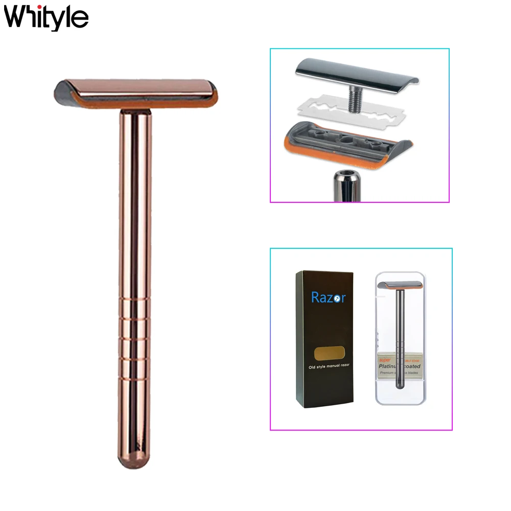 Whityle 03T New Design Innovate Safety Razor Double Edge Blade Aluminum Alloy Shaving Razor With Lubrication Strip For Men Women