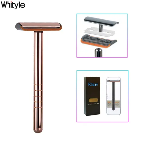 Whityle 남녀공용 알루미늄 합금 면도기, 양날 날 안전 면도기, 윤활 스트립 포함, 03T 새로운 디자인