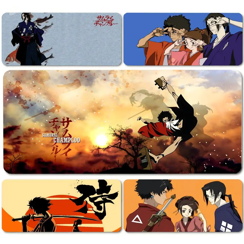 anime Samurai Champloo Mouse Pad MousePad Stitched Edge Waterproof Desk Mat Anti‑Slip Rubber Base for PC Laptop Gaming Office