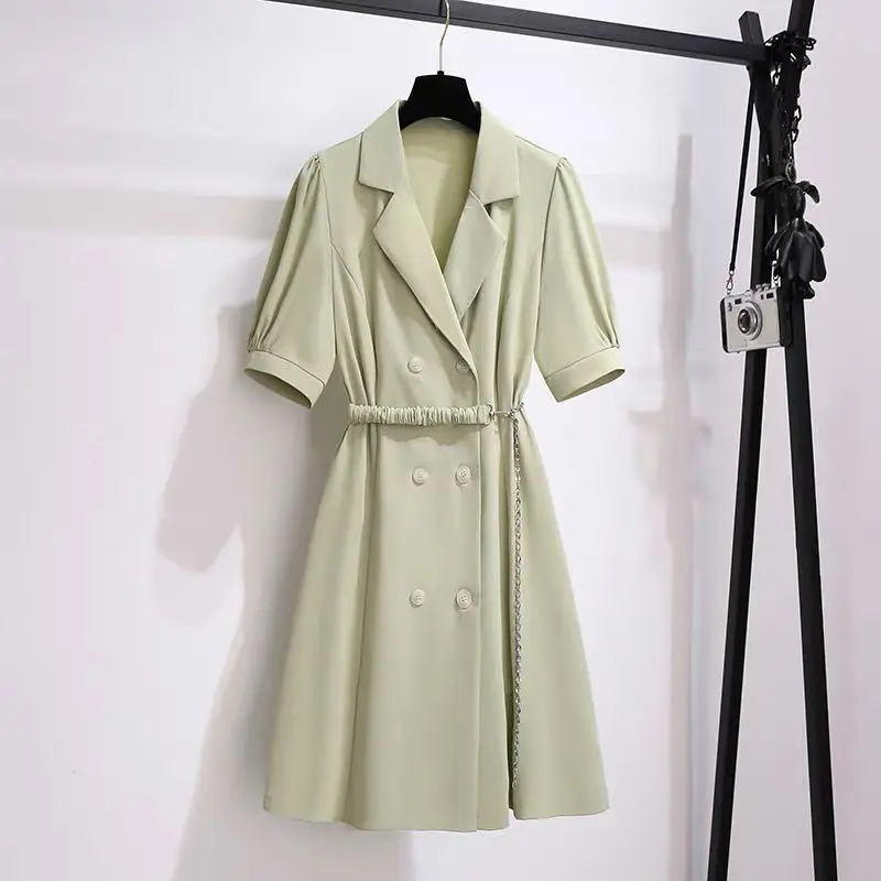 

Small fragrant wind suit dress female 2024 new summer plus size loose solid color high fashion temperament slim skirt