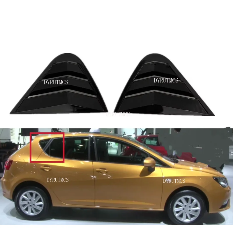 Car Rear Louver Window Side Shutter Cover  Fit For Seat Ibiza 2008 2009 2010 2011 2012 Trim Sticker Vent Scoop ABS Carbon Fiber