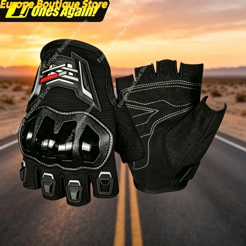 Summer Breathable Half Finger Motorcycle Gloves Anti Fall Anti Slip Wear Resistant Racing Riding Gear For Men