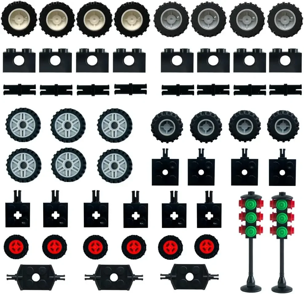

Wheels and Axles,Traffic Light,Tires Bulk Lot - Building Bricks Block Education Wheels Set Toy Tight fit Major Brands