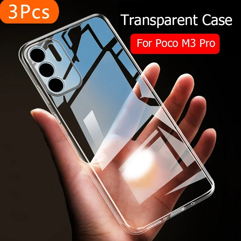 

3Pcs For Xiaomi Poco M3 Pro 5G Case Simple Slim Soft TPU Transaprent Clear Phone Case For Poco M3 PocoM3 Pro 5G Cover