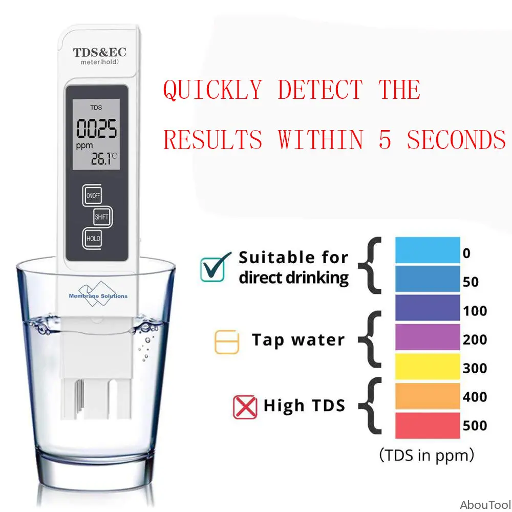 For TDS EC Meter Digital Water Quality Tester Range 0-9990 Water Purity Temperature Meter TEMP PPM Measuring Tool Ph Meter