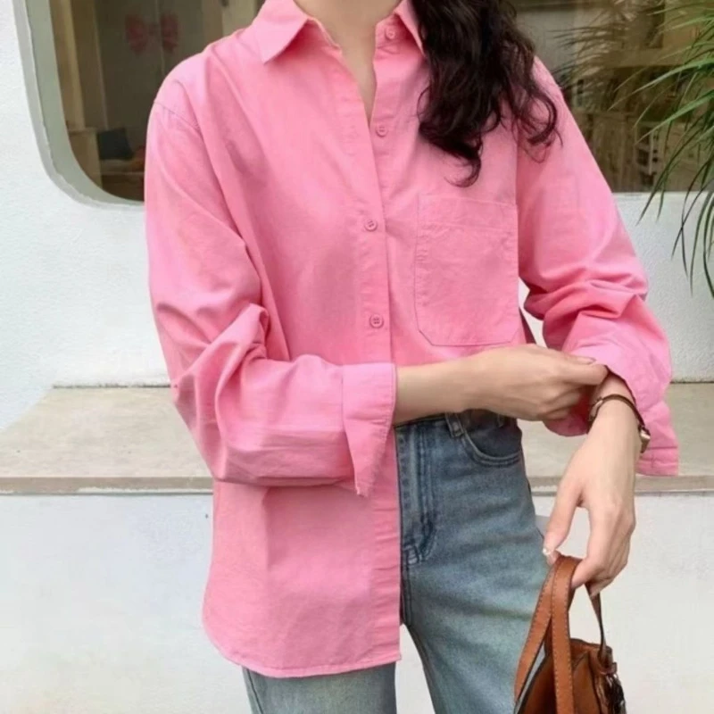 Chemise à imprimé Mickey pour femmes - Nouvelle chemise à manches longues décontractée ample pour le printemps et l'automne, haut polyvalent anti-âge