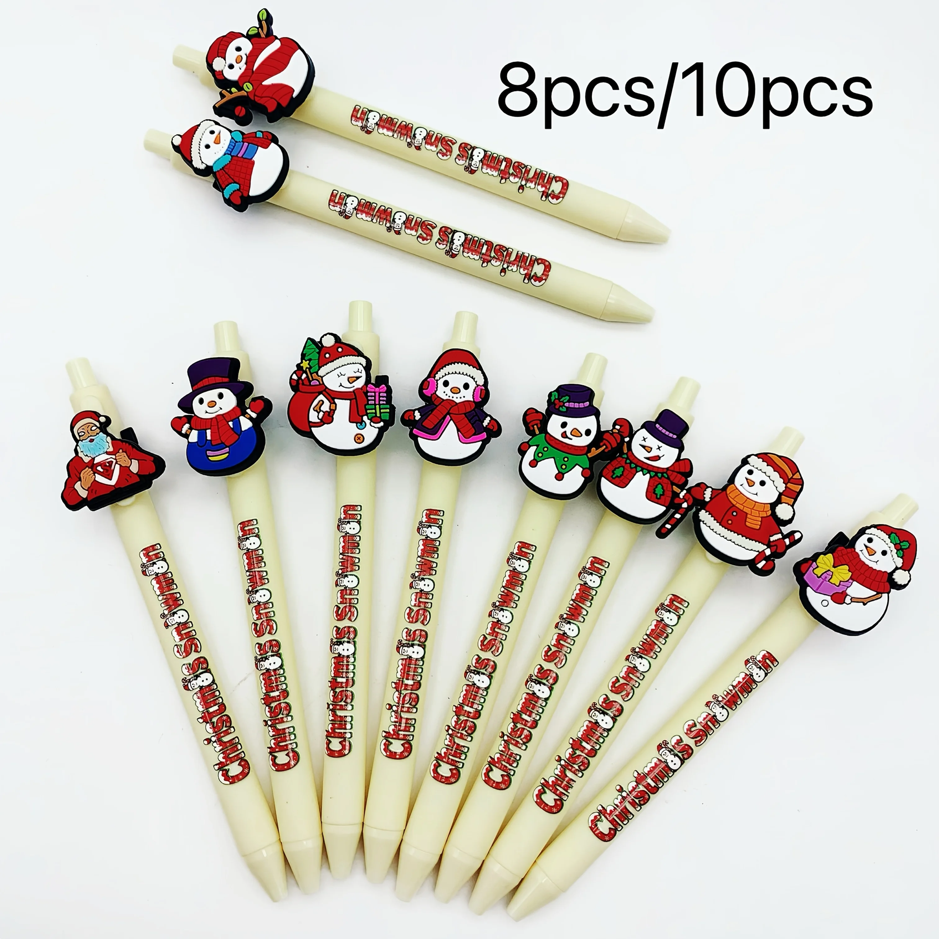 

8 шт./10 шт. бежевая рождественская шариковая ручка с принтом в виде снеговика, креативная шариковая ручка с элементом снеговика, подарочная ручка для студентов