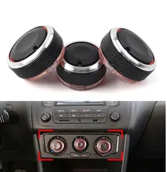 3Pcs Car Air Conditioning Heat Control Knob A/C Switch for VW POLO 9N 9N3 6R 2004 2005 2006 2007 2008 2009 2010 2011 2012 2013