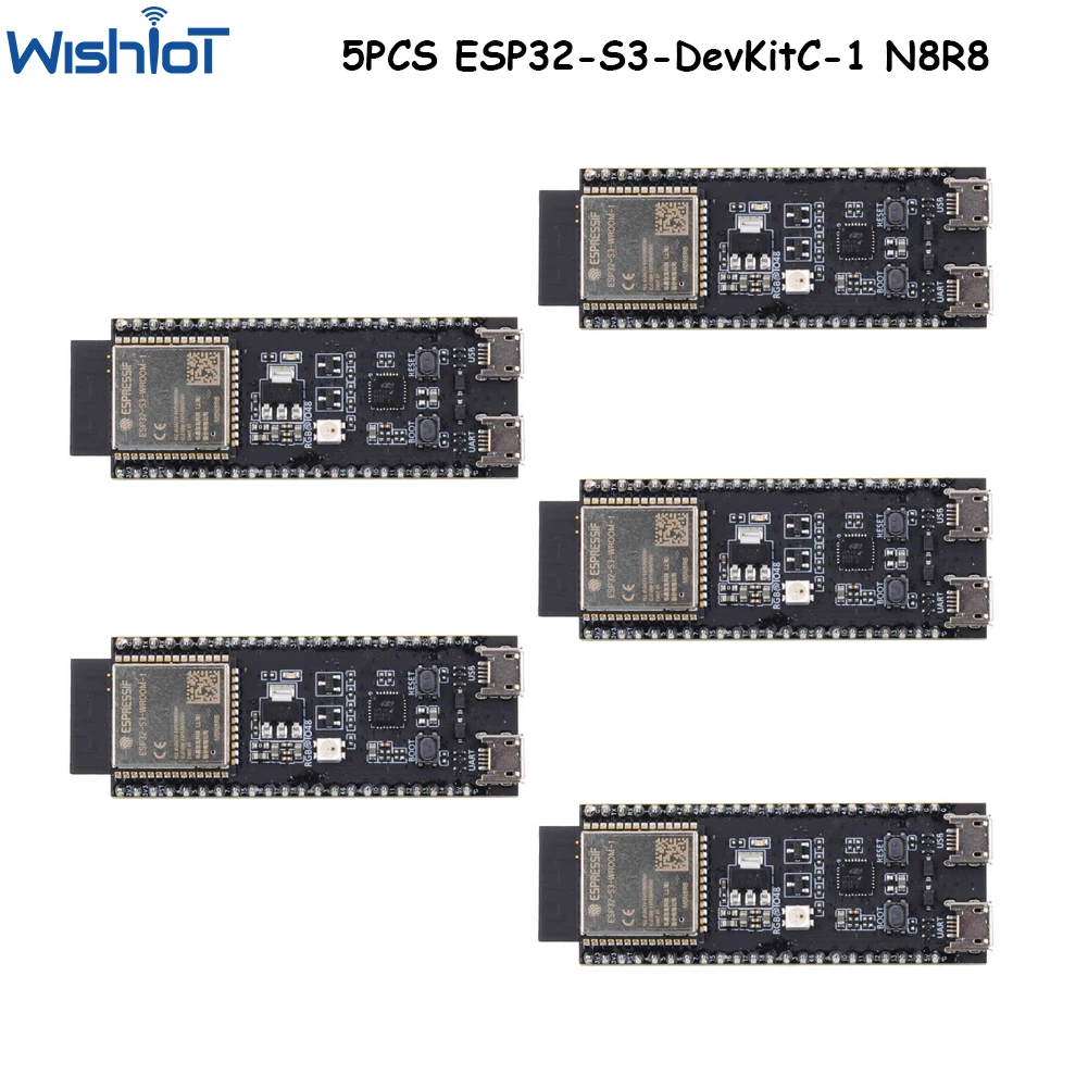 5x ESP32-S3 مجلس التنمية على أساس ESP32-S3-WROOM-1 المدمج في الهوائي 8MB فلاش واي فاي بليه MCU وحدة ESP32-S3-DevKitC-1 N8R8