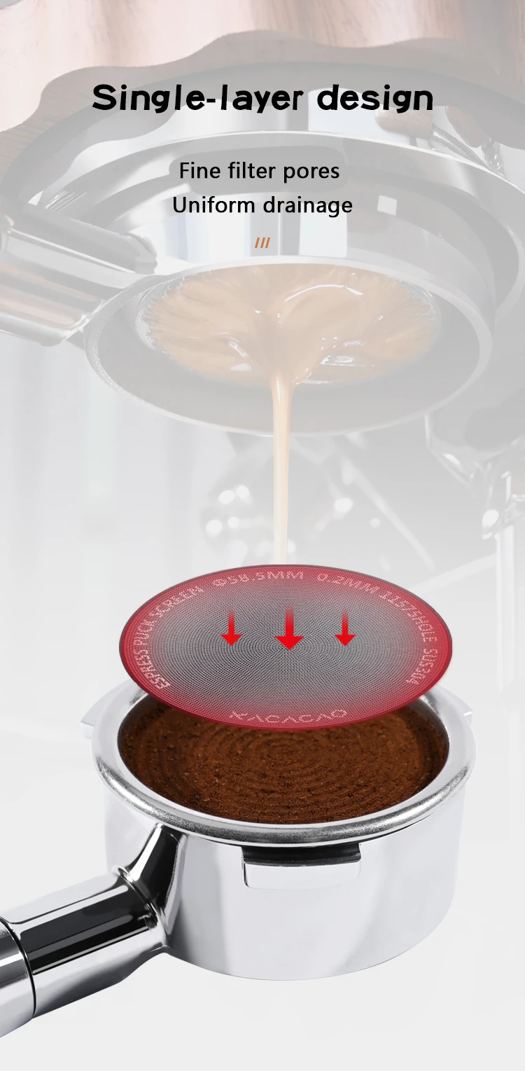 KACACAO Espresso Puck Screen Kaffeefilter, wiederverwendbarer Edelstahlhalter, 0,2 mm, für 51/54/58 mm Siebträger, Barista-Zubehör – Detail 4