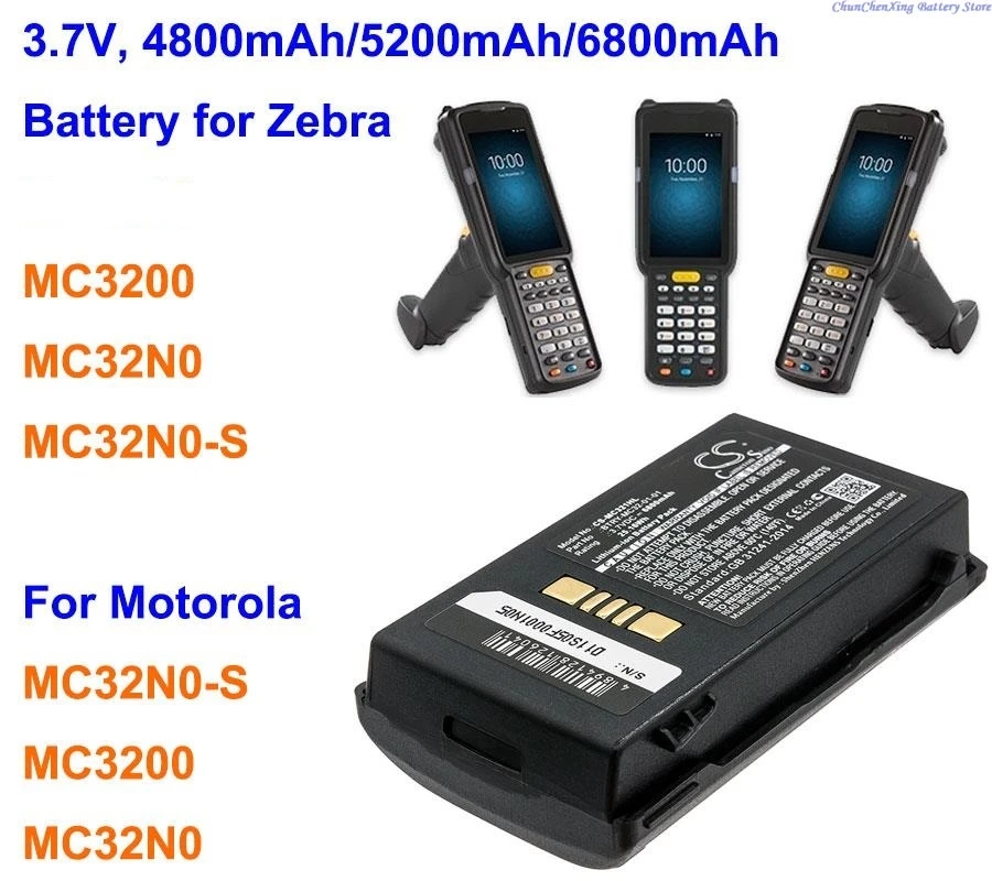 

Cameron Sino 4800mAh/5200mAh/6800mAh Barcode Scanner Battery for Motorola/Zebra MC3200, MC32N0, MC32N0-S