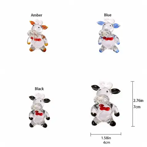 Flerfärgad handblåst kristallko-prydnad tecknad söt glasko miniatyr liten djurfigur nyår 8 best sales miniatyr ko leksaker - №8