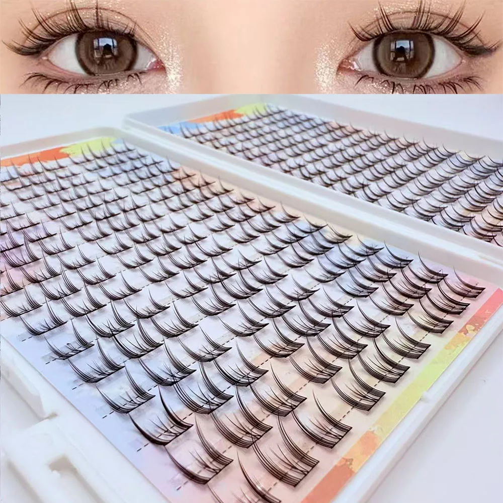 Weiche, natürlich aussehende, bequeme, große Kapazität, 32 Reihen, Katzen-Elfen-Falsche Wimpern, DIY-Wimperncluster zum Vergrößern Ihrer Augen