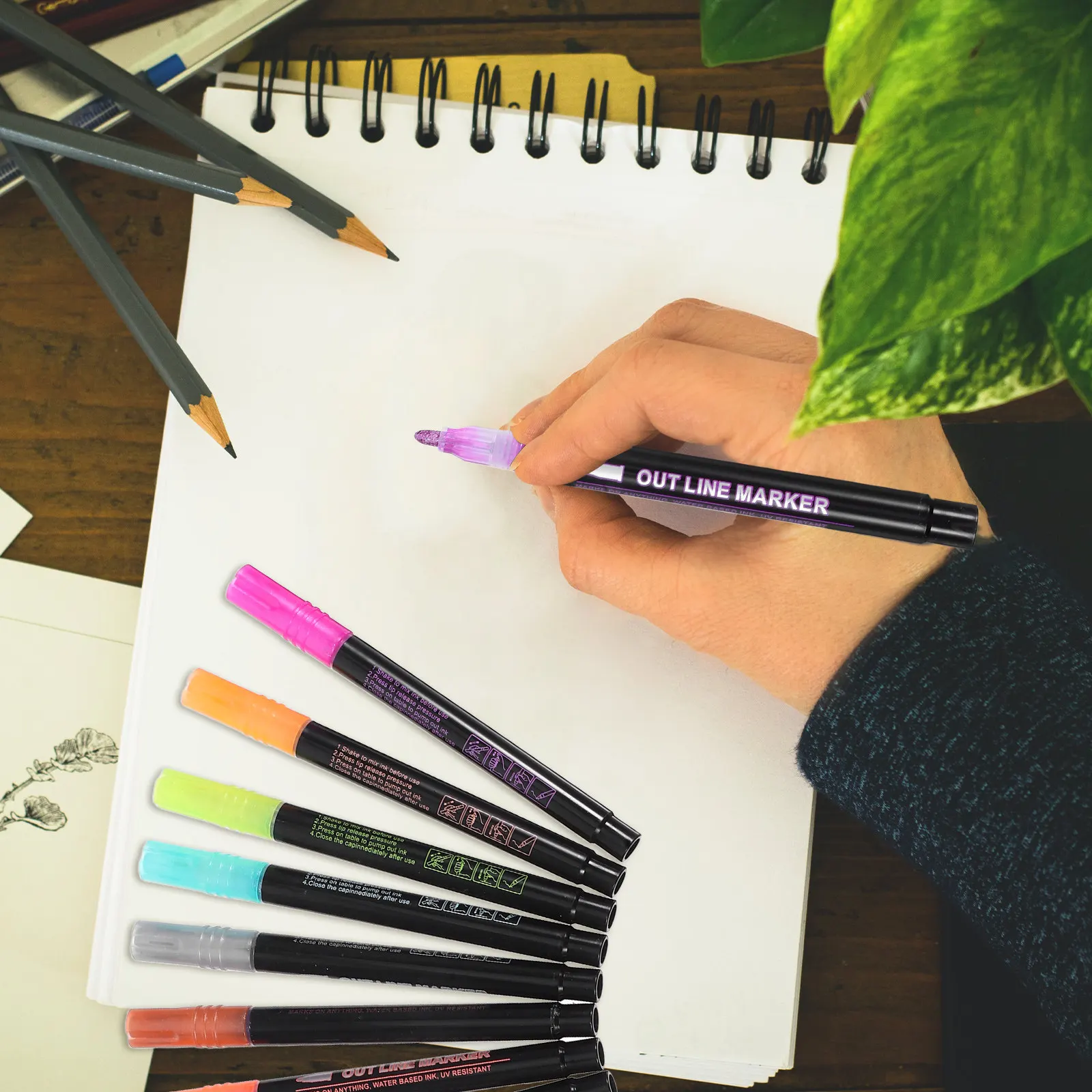 

Набор из 12 металлических глиттерных маркеров с тонким наконечником для подростков, художников, скрапбукинга, ведения дневников и рисования