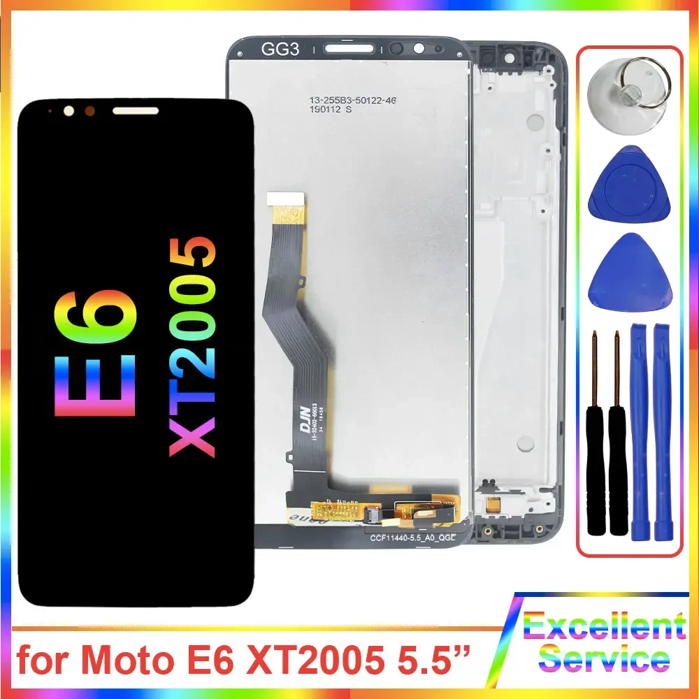 

5,5-дюймовый ЖК-дисплей для Motorola Moto E6 2019 XT2005, ЖК-дисплей с цифровым преобразователем сенсорного экрана для Moto E6 XT2005-1, замена ЖК-дисплея с рамкой