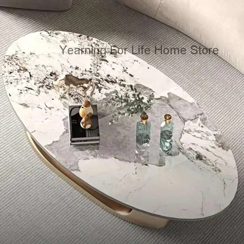 

Vintage Living Room Coffee Tables Cover Legs Metal Home Dinning Marble Tables Oval Minimalist Waiting Entrance Hall Furniture