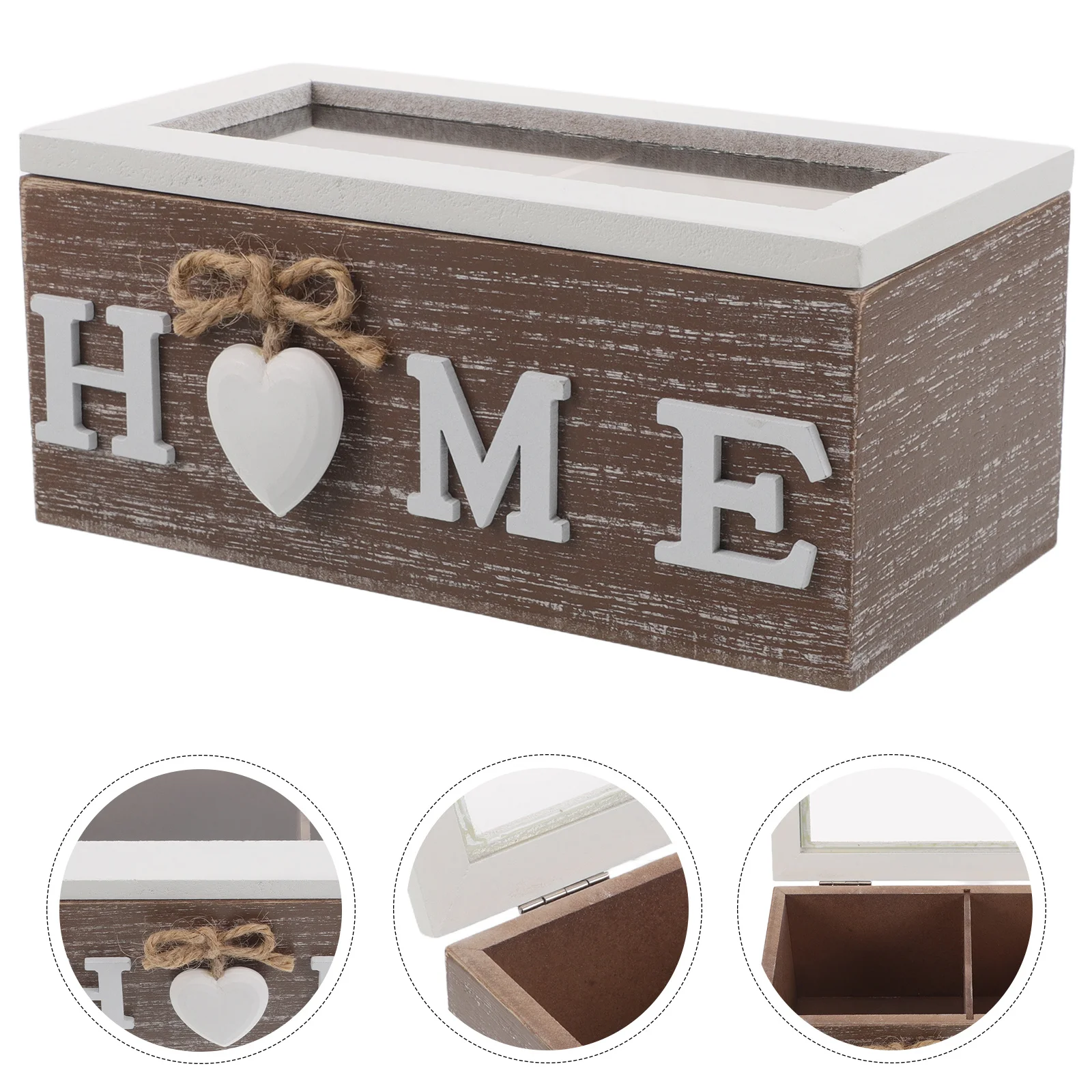 

Wooden Tea Storage Chest with Multiple Compartments Vintage Style Organizer for Tea Bags Coffee Spices Accessories Rustic Home