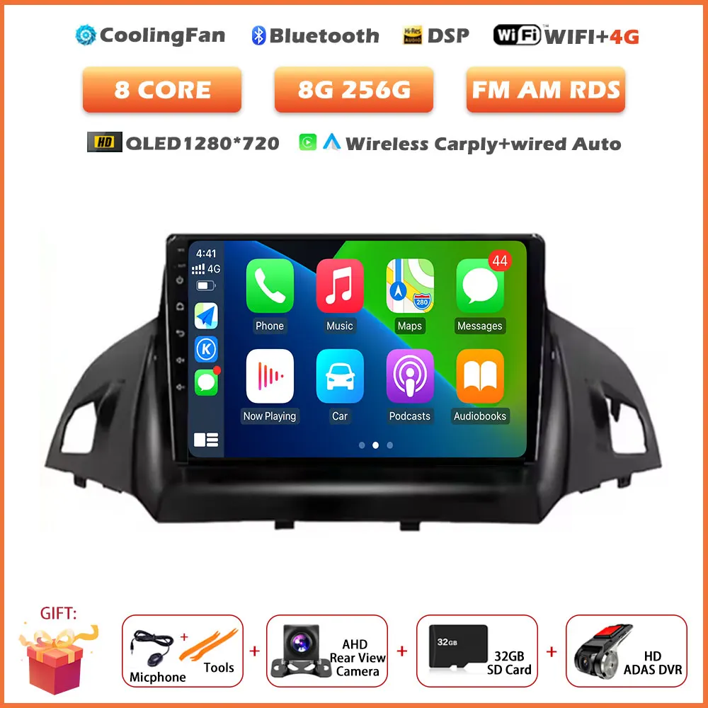 Voor Ford C-MAX Kuga 2 Escape 3 2012-2019 Android 16 Auto autoradio draadloze Carplay GPS navigatie scherm stereo video tools BT