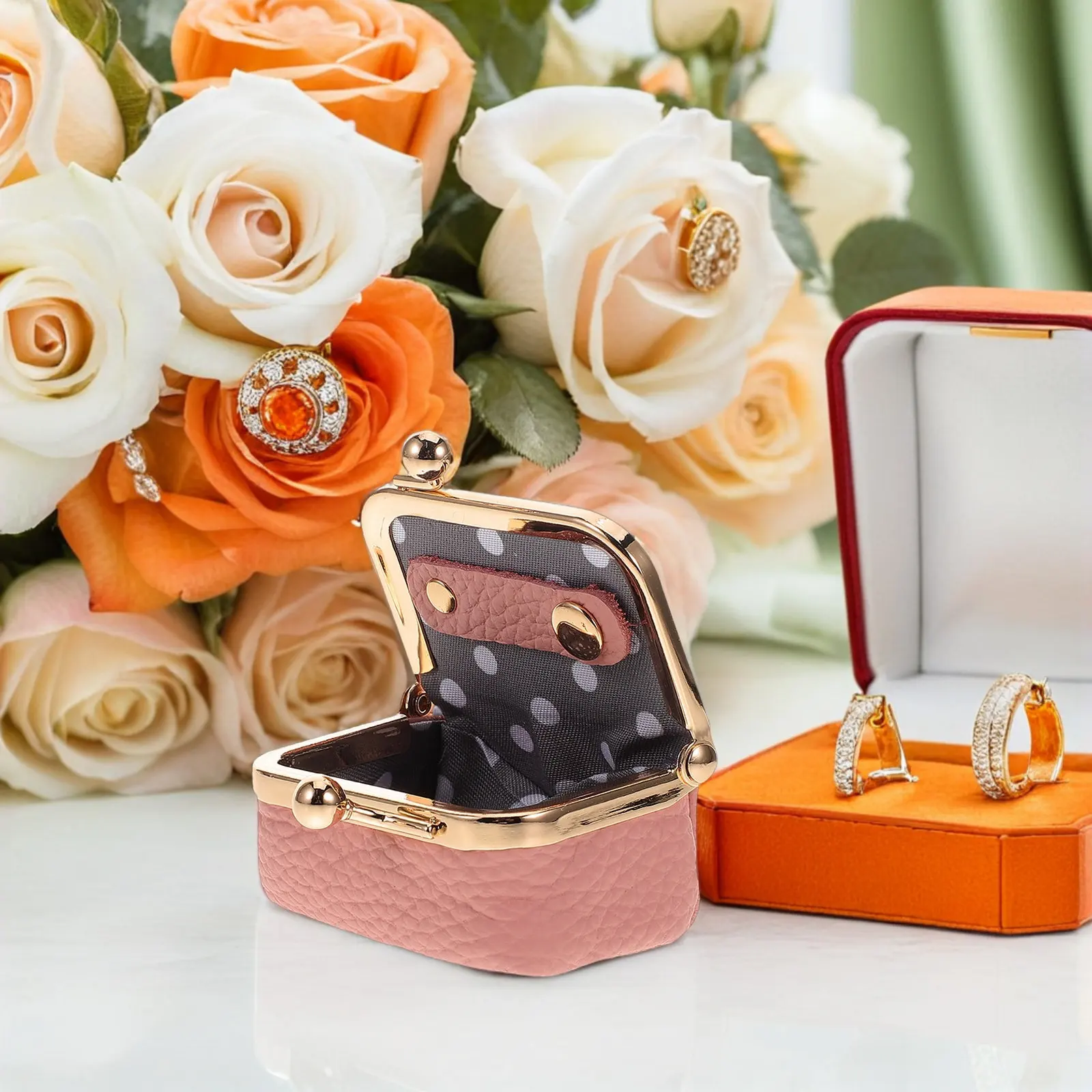 

Portable Small Jewelry Organizer Box Multi-Functional Travel Case for Earrings Necklaces Rings Bracelets Women